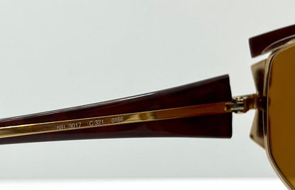 Nina Ricci Nr3017 C.321 0166 Vintage Shield Sunglasses-Gold|Brown-Deadstock
