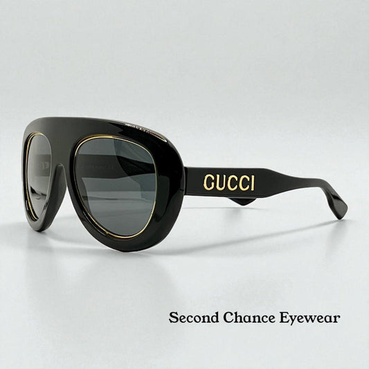 Gucci Gg1152S 001 Black|Gold Sunglasses-Italy-Full Kit Pre-Owned-54Mm