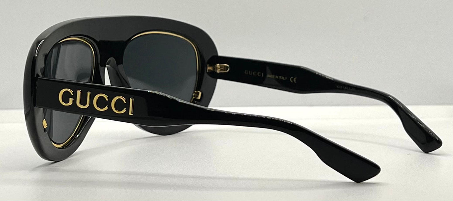 Gucci Gg1152S 001 Black|Gold Sunglasses-Italy-Full Kit Pre-Owned-54Mm