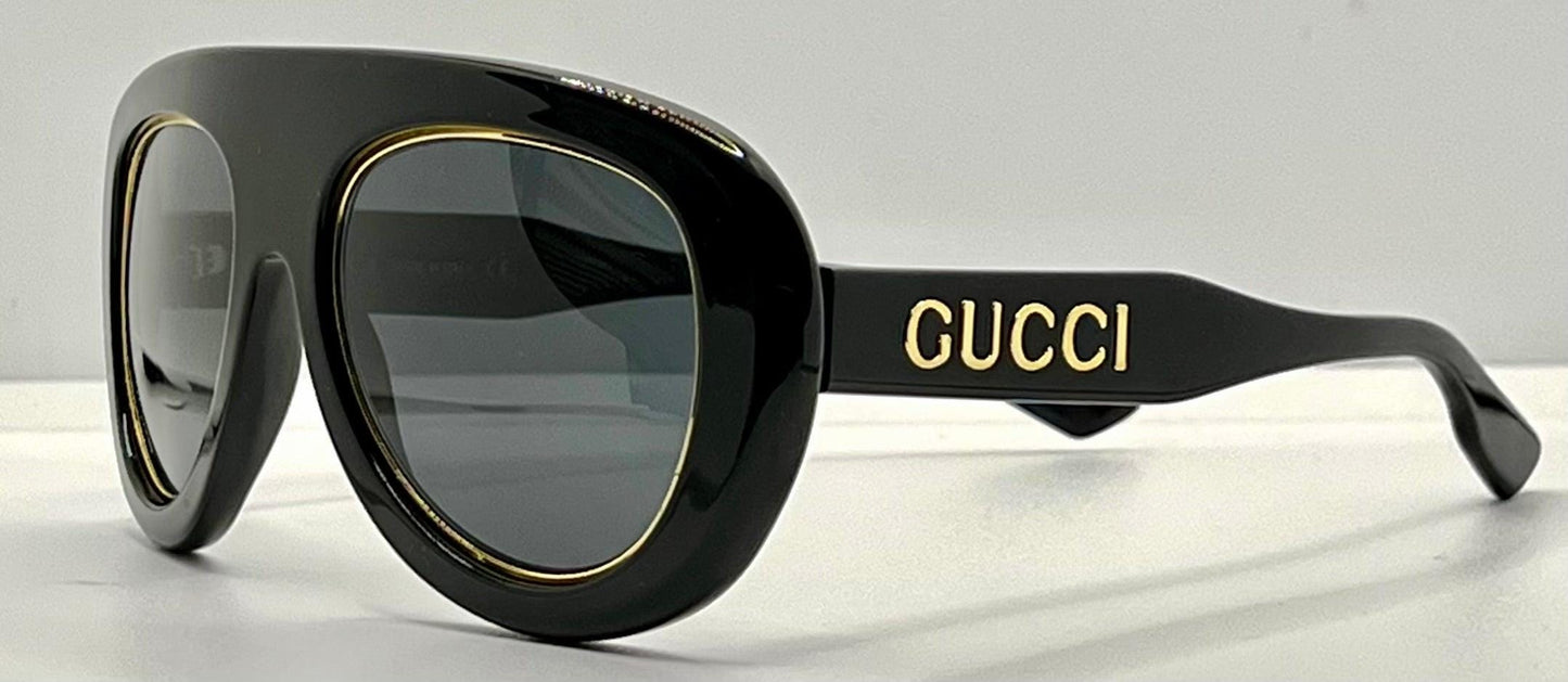 Gucci Gg1152S 001 Black|Gold Sunglasses-Italy-Full Kit Pre-Owned-54Mm