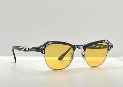 B&L 1|10 12K Gf 20-46 Clubmaster-Style Vintage Sunglasses W|New, Custom Solid Persimmon Lenses