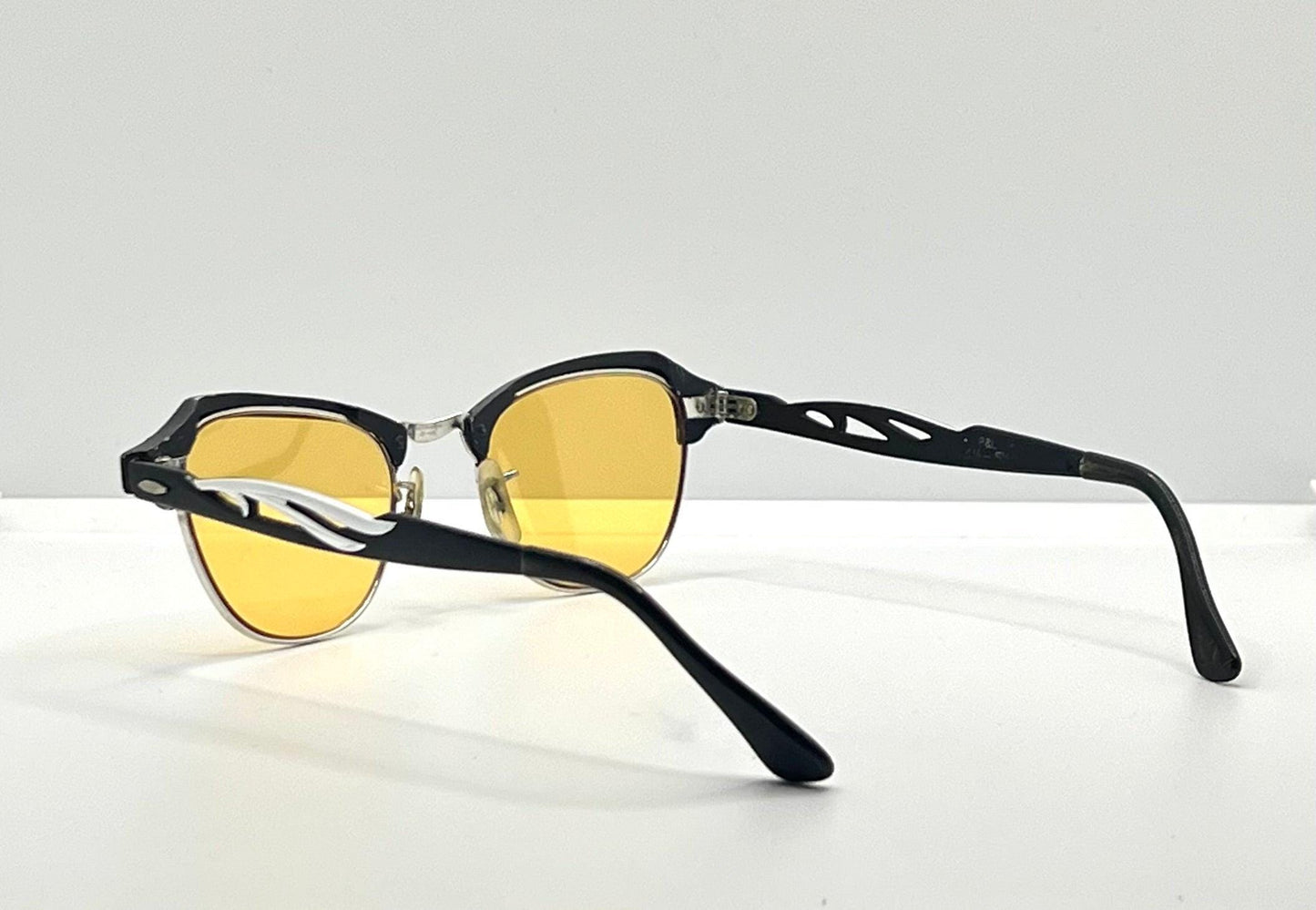 B&L 1|10 12K Gf 20-46 Clubmaster-Style Vintage Sunglasses W|New, Custom Solid Persimmon Lenses