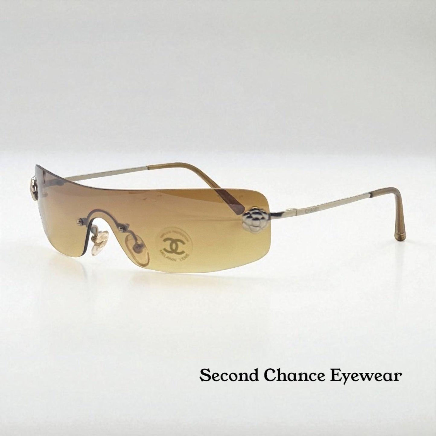Chanel 4086 C.125|73 Silver Shield Rimless Sunglasses – Vintage Deadstock – Made In Italy