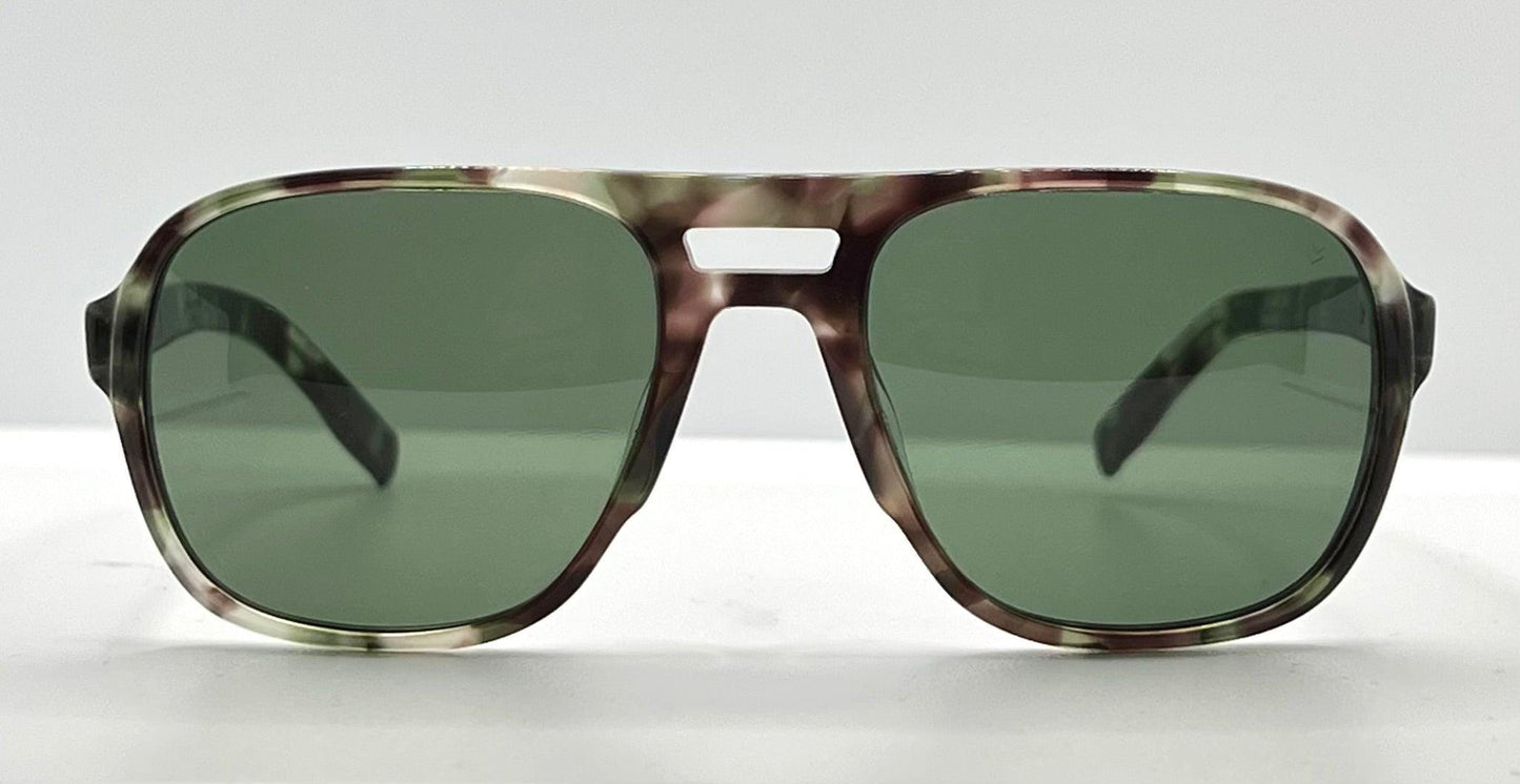 John Varvatos Classic Sunglasses – Camo Horn Acetate – Green Lenses – Bnib