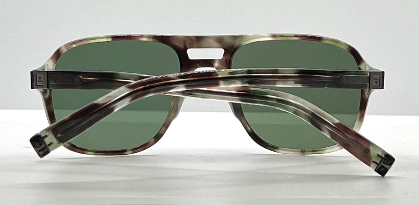 John Varvatos Classic Sunglasses – Camo Horn Acetate – Green Lenses – Bnib