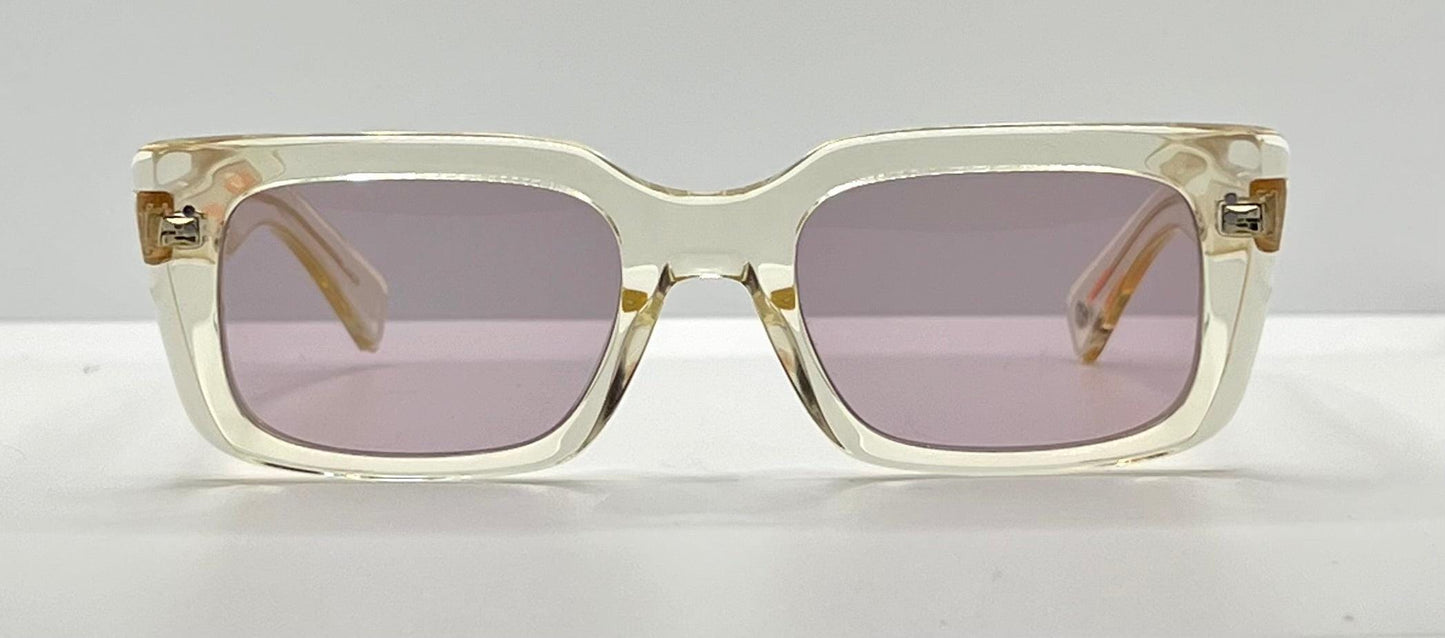 Garrett Leight Gl 3030 Pg Clear|Gold Sunglasses-Brand New|Full Kit W|Mauve Tinted Lenses