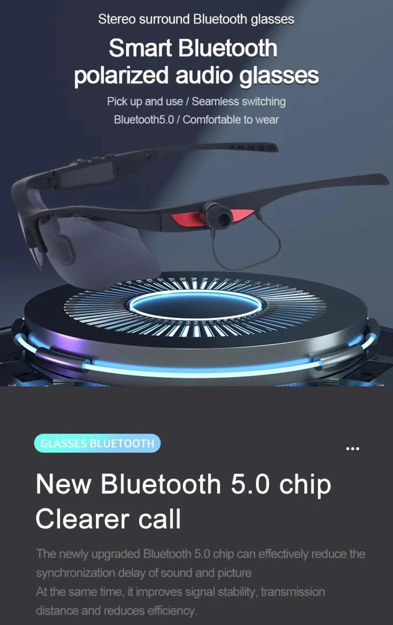 Smart Music Sunglasses & Earphones-Bluetooth -5.0 Hifi Sound Quality-Hands-Free Calling