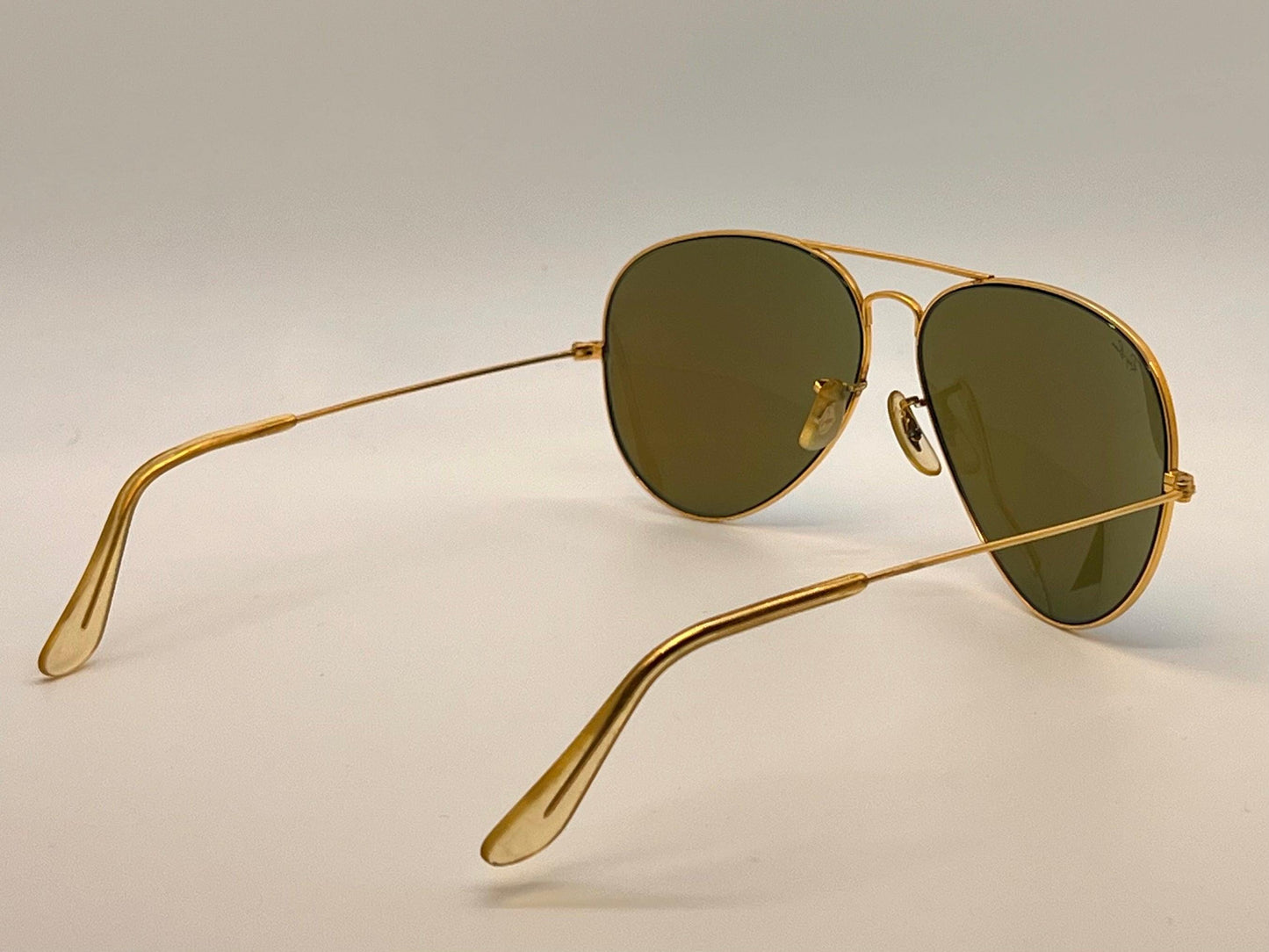 Vintage B&L Ray-Ban Large Metal Aviator 62-14 Gold Frame with New Blue Mirror Glass Lenses