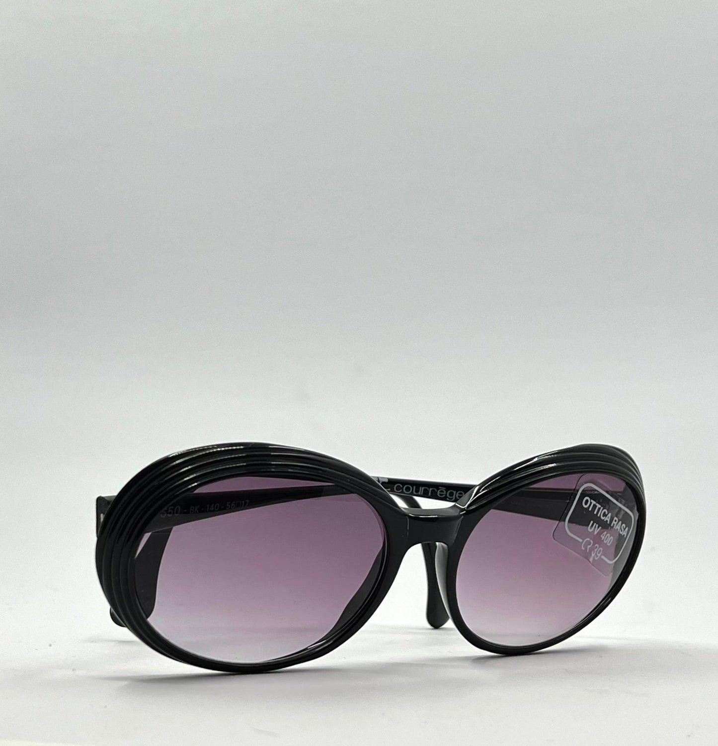 Courrèges Paris S50 Bk 140 Oversized Round Sunglasses-Vintage|Deadstock-Original Gradient Lenses-France