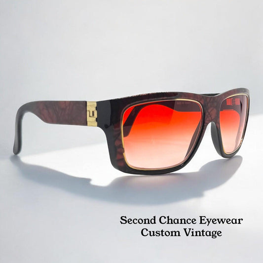 Ted Lapidus Paris Tl 1996 Vintage Sunglasses-New Custom Gradient Cherry Sunset Lenses