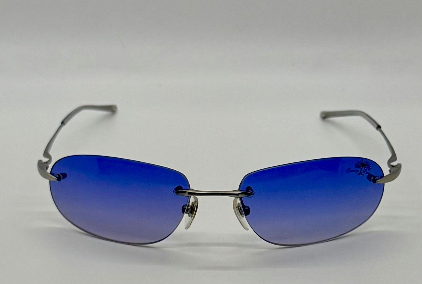 Tommy Bahama Tb7|Sa Sunglasses Rimless Shield Matte Silver Purple Y2K Deadstock