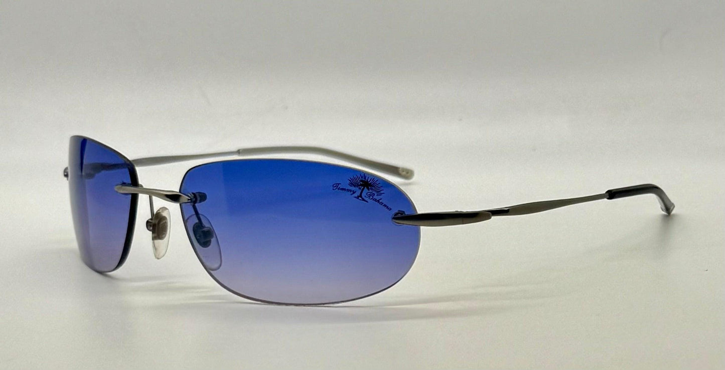 Tommy Bahama Tb7|Sa Sunglasses Rimless Shield Matte Silver Purple Y2K Deadstock