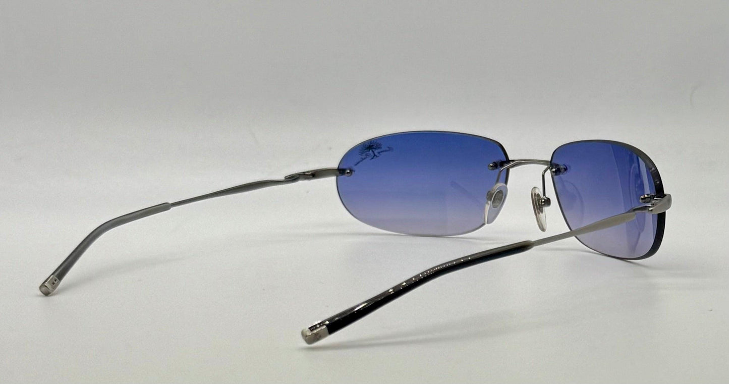 Tommy Bahama Tb7|Sa Sunglasses Rimless Shield Matte Silver Purple Y2K Deadstock
