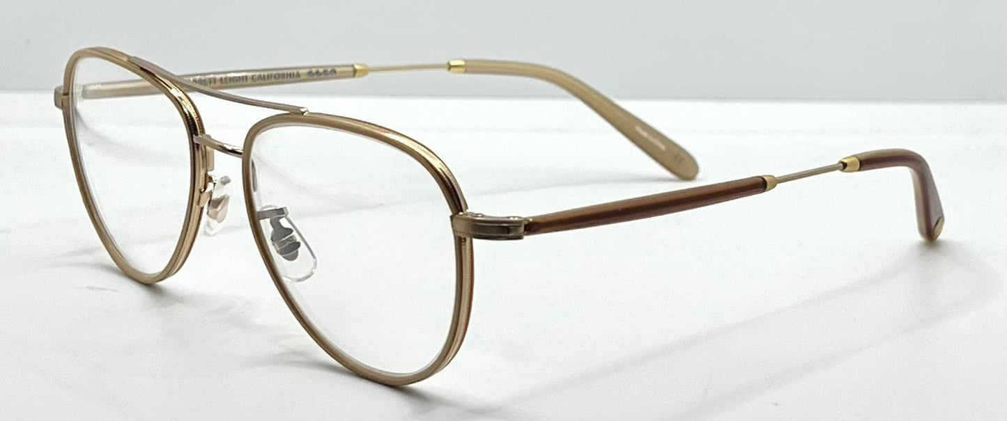 Garrett Leight Linnie Plbge-Mg Pearl Beige Matte Gold 51-19 Eyeglasses – Full Kit, New
