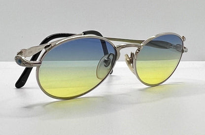 Jkj Turquoise Accent Vintage Sunglasses W|New, Custom Blue|Yellow Gradient Lenses-Japan