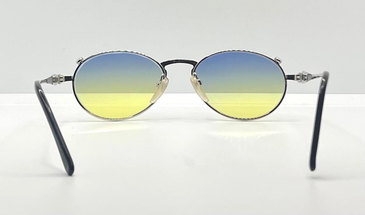 Jkj Turquoise Accent Vintage Sunglasses W|New, Custom Blue|Yellow Gradient Lenses-Japan
