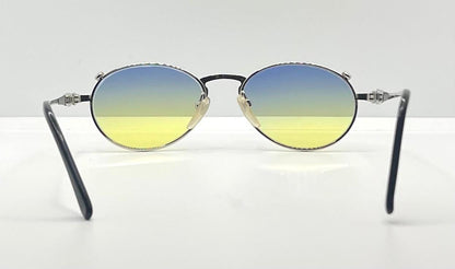 Jkj Turquoise Accent Vintage Sunglasses W|New, Custom Blue|Yellow Gradient Lenses-Japan