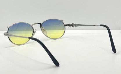 Jkj Turquoise Accent Vintage Sunglasses W|New, Custom Blue|Yellow Gradient Lenses-Japan
