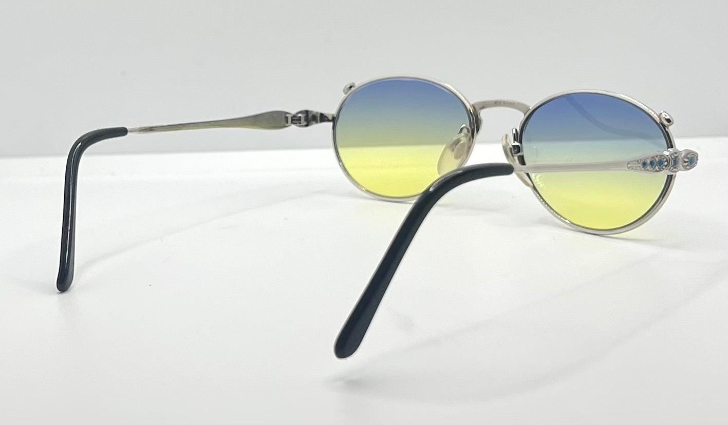 Jkj Turquoise Accent Vintage Sunglasses W|New, Custom Blue|Yellow Gradient Lenses-Japan
