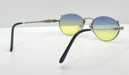 Jkj Turquoise Accent Vintage Sunglasses W|New, Custom Blue|Yellow Gradient Lenses-Japan