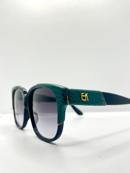 Vintage Emmanuelle Khanh 8980 Rq 16V Sunglasses – Green Ostrich Detail – France