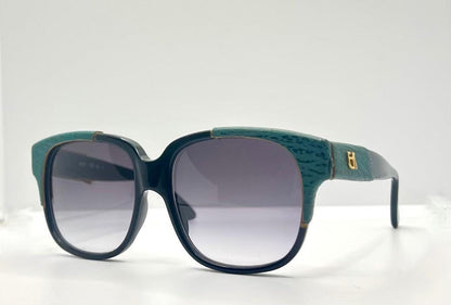 Vintage Emmanuelle Khanh 8980 Rq 16V Sunglasses – Green Ostrich Detail – France