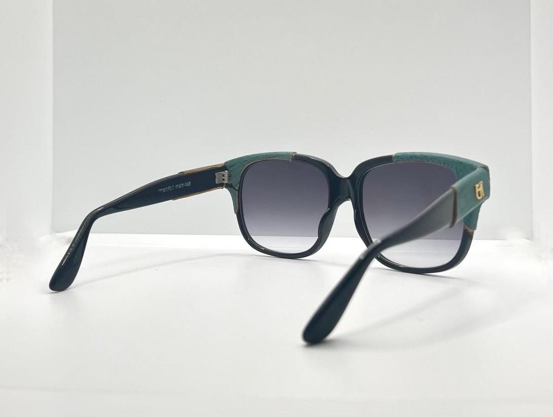 Vintage Emmanuelle Khanh 8980 Rq 16V Sunglasses – Green Ostrich Detail – France