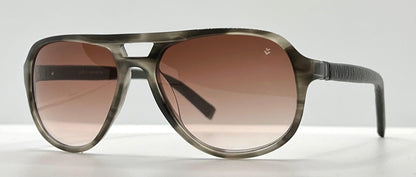 John Varvatos V769 Grey Horn Sunglasses – Leather Temples – New – Full Kit