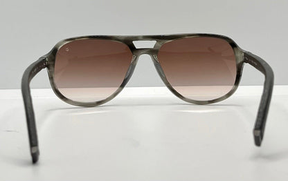 John Varvatos V769 Grey Horn Sunglasses – Leather Temples – New – Full Kit