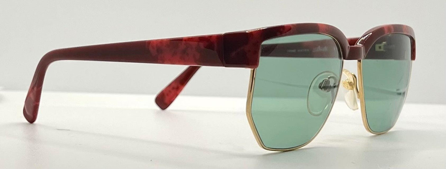 Silhouette M6067 V6053 Vintage Sunglasses-Red Tortoise W|New Green Custom Lenses
