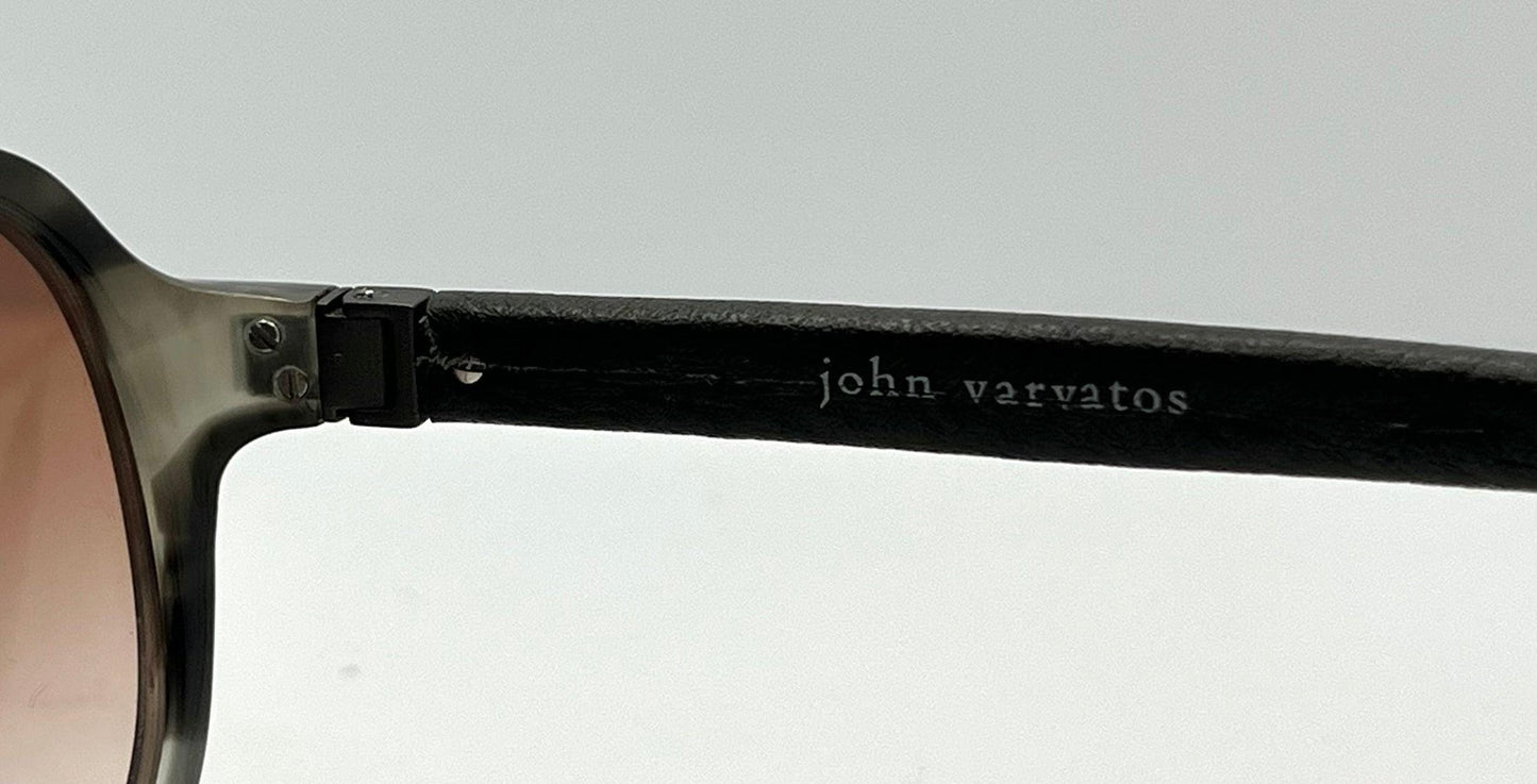 John Varvatos V769 Grey Horn Sunglasses – Leather Temples – New – Full Kit