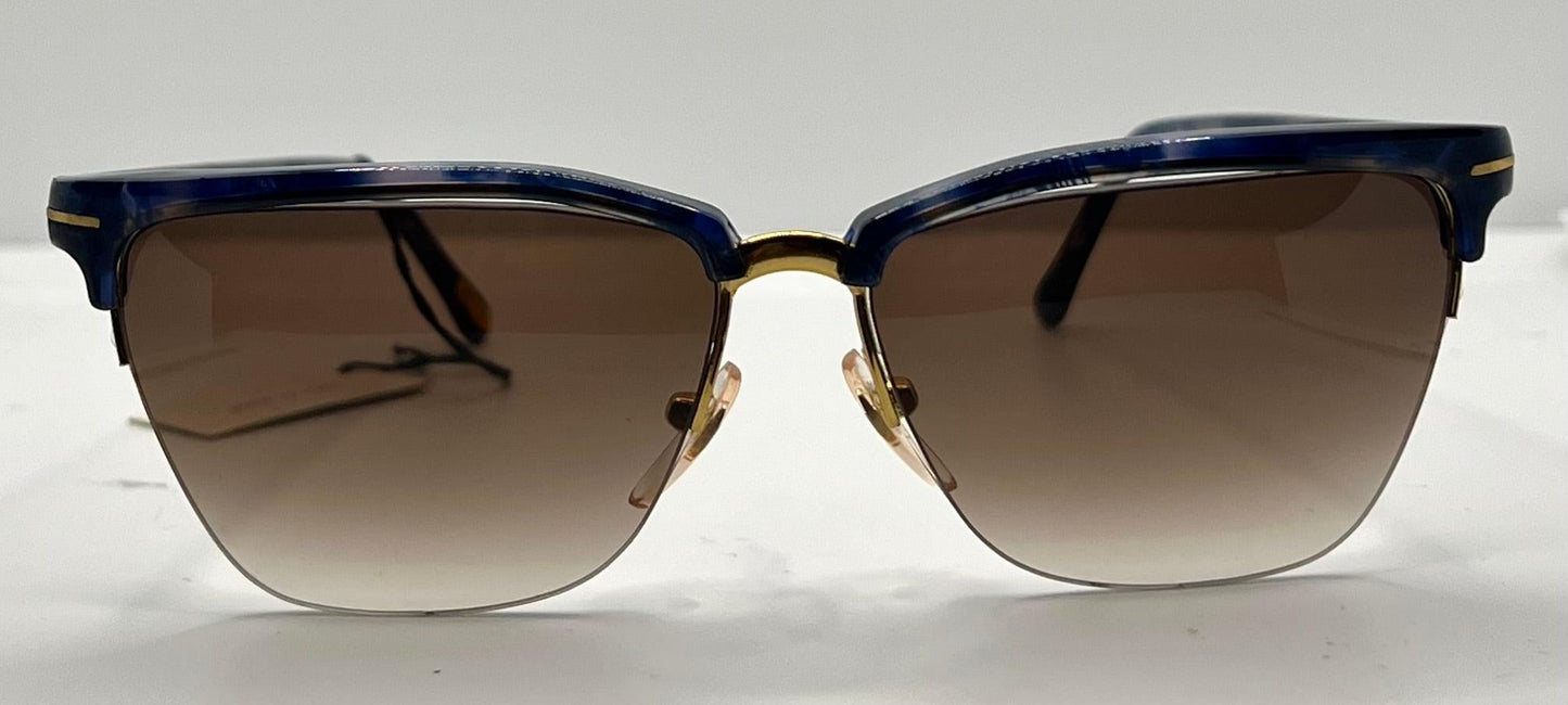 Gianni Versace 343 Blue Gold Vintage Sunglasses 56Mm Half-Rim-Unworn
