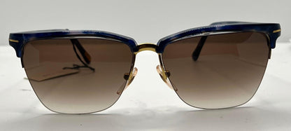 Gianni Versace 343 Blue Gold Vintage Sunglasses 56Mm Half-Rim-Unworn