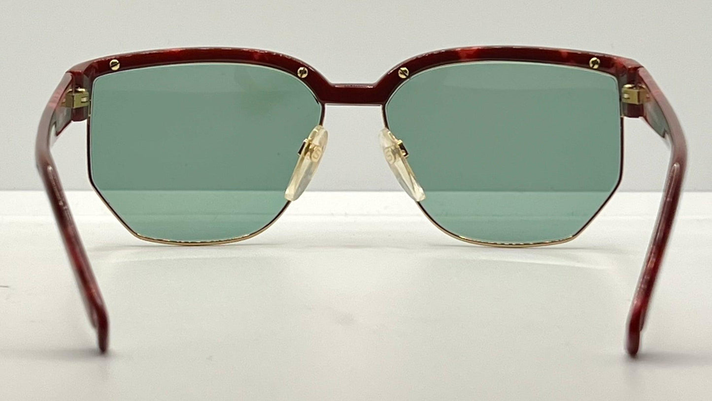 Silhouette M6067 V6053 Vintage Sunglasses-Red Tortoise W|New Green Custom Lenses