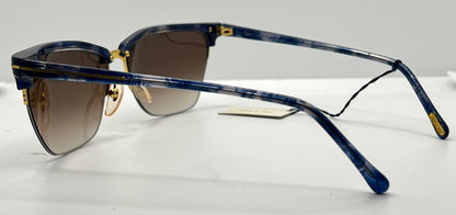 Gianni Versace 343 Blue Gold Vintage Sunglasses 56Mm Half-Rim-Unworn