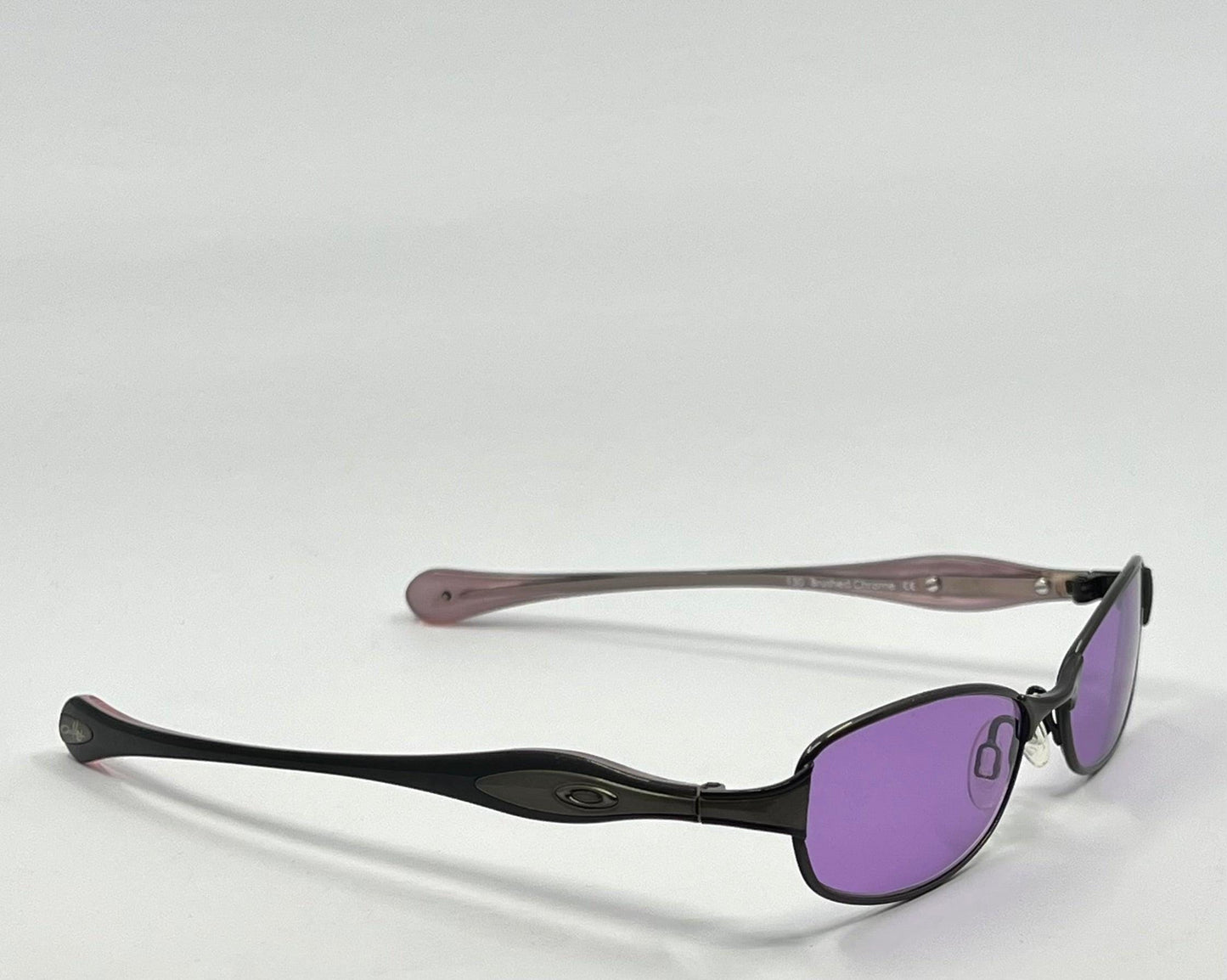 Oakley Flawless 2.0 Brushed Chrome Vintage Sunglasses  w|New Solid Purple Custom Tinted Lenses
