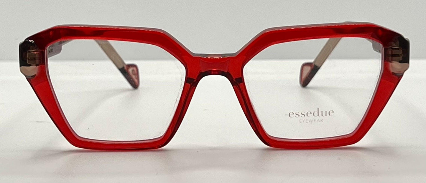 Esse Due Orti Red Geometric Acetate Eyeglasses 53Mm – Handmade In Italy – New Unworn