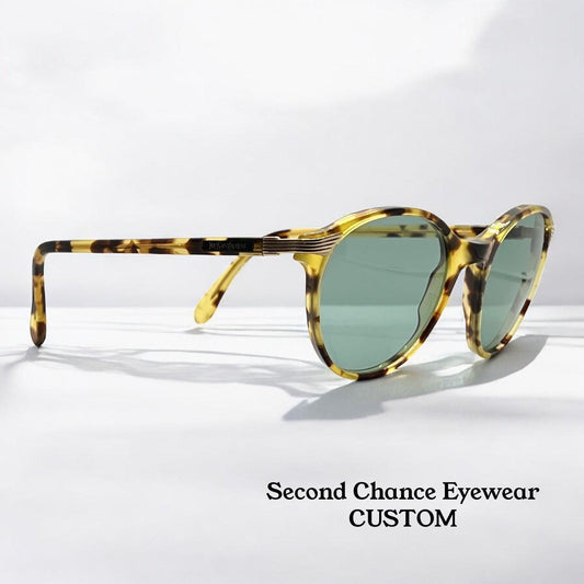 Yves Saint Laurent 5024 Tortoise Vintage Sunglasses w|New Solid Green Custom Lenses-Italy