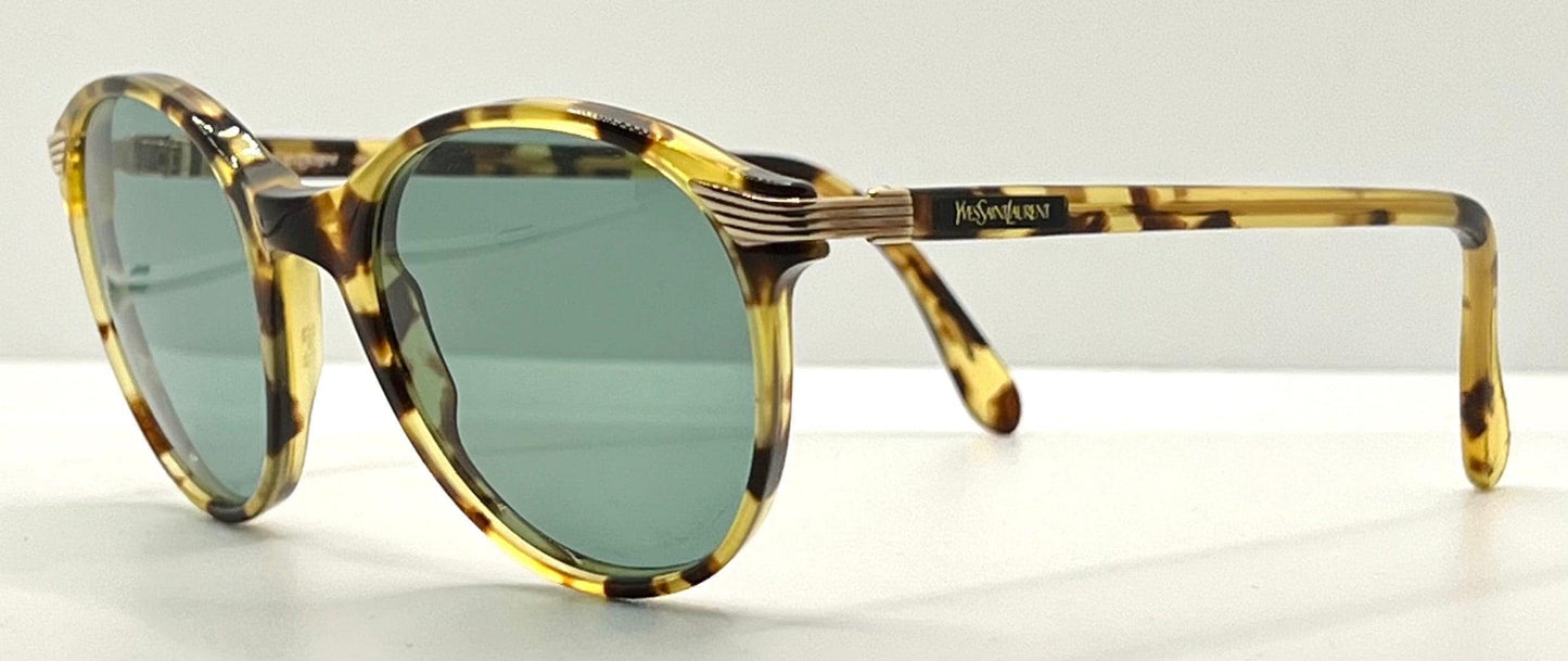 Yves Saint Laurent 5024 Tortoise Vintage Sunglasses w|New Solid Green Custom Lenses-Italy