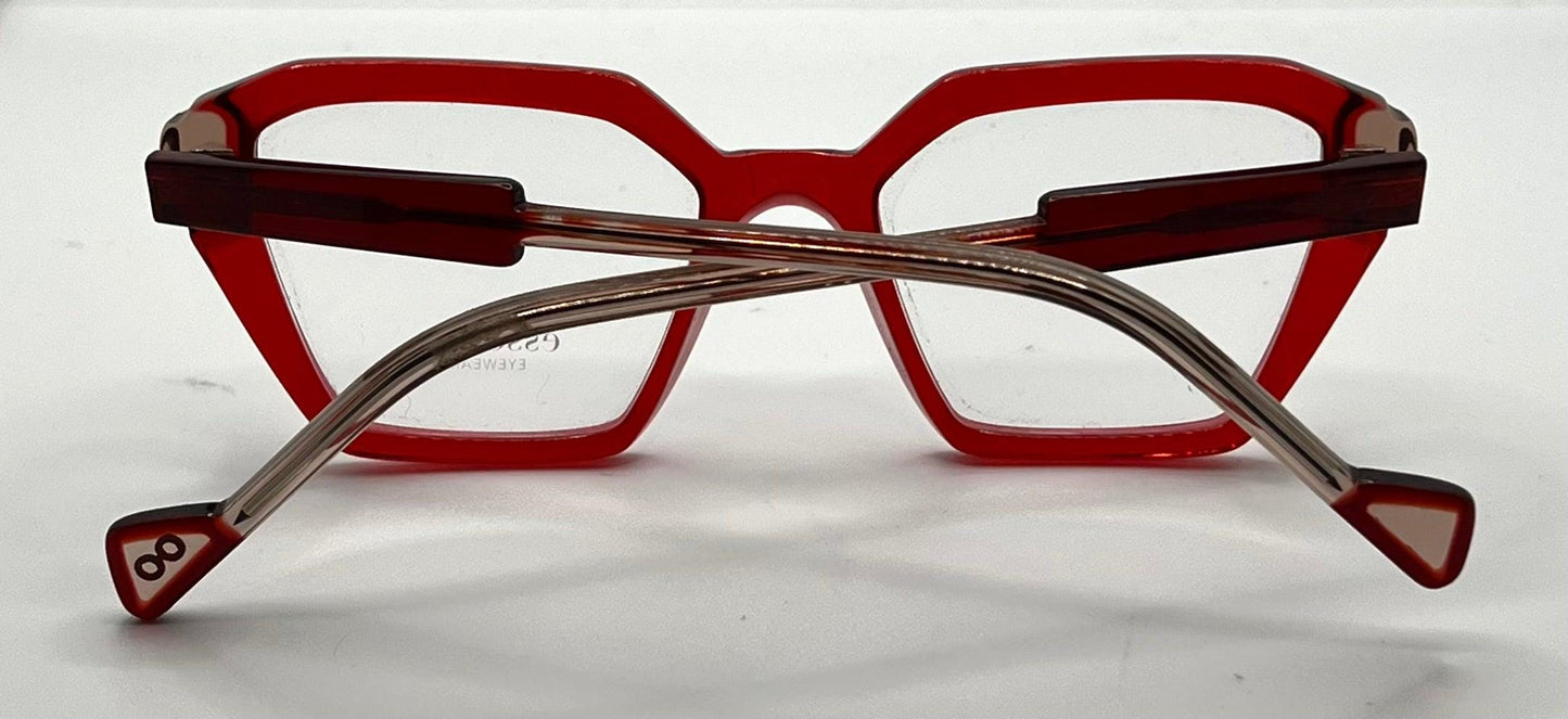 Esse Due Orti Red Geometric Acetate Eyeglasses 53Mm – Handmade In Italy – New Unworn