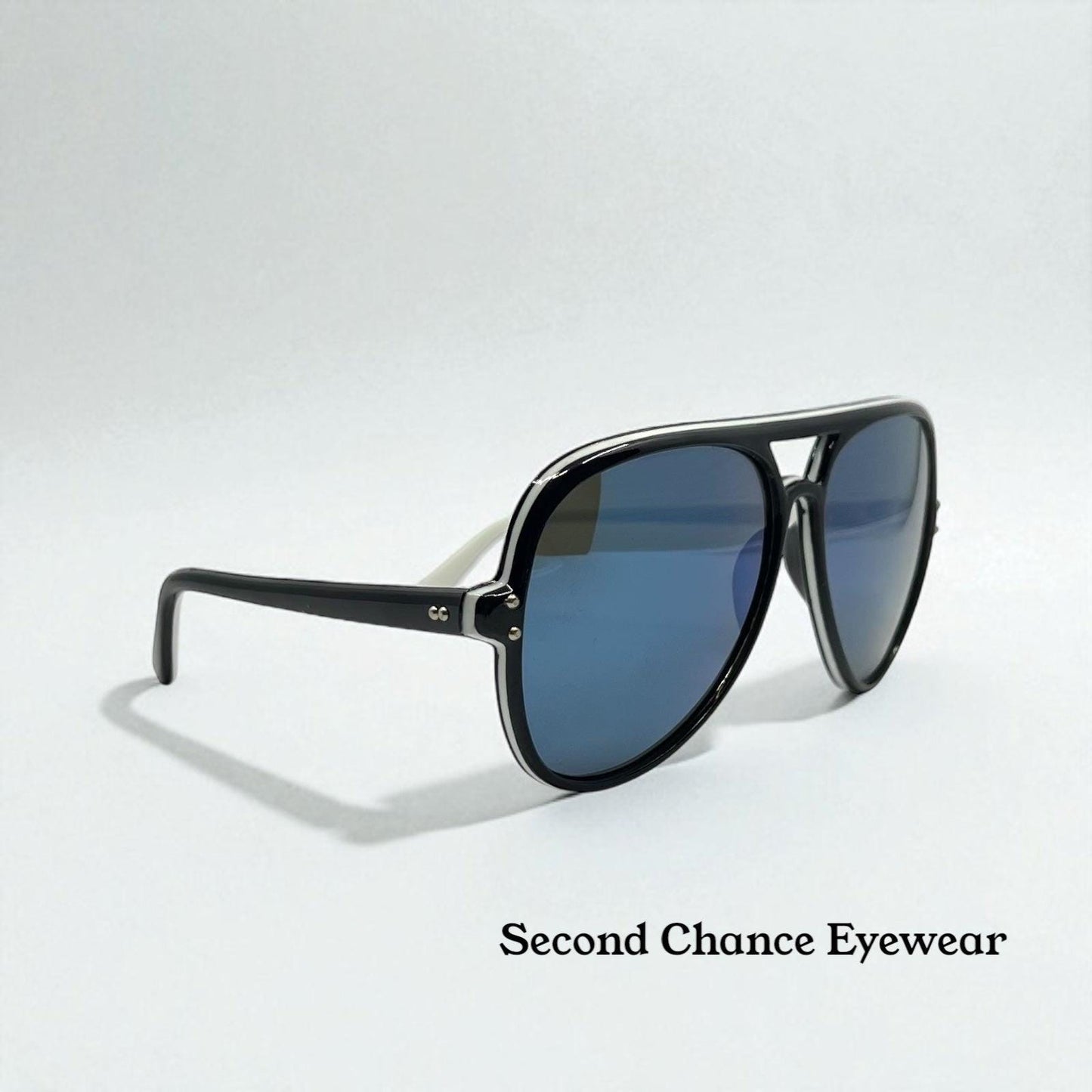 Vintage Japanese Aviator Sunglasses – Amb. Japan – Deadstock – Blue Mirror Tint