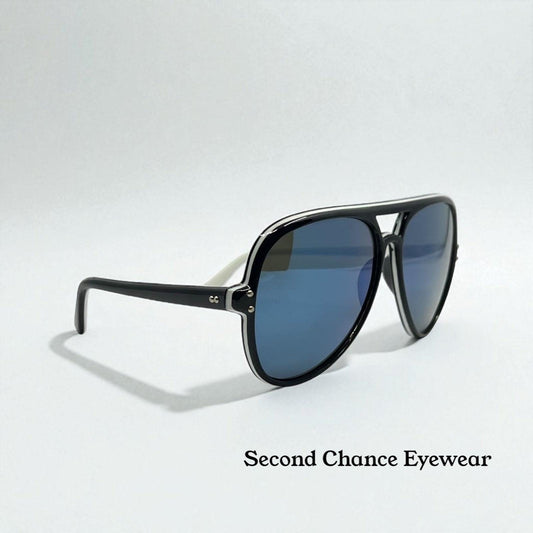 Vintage Japanese Aviator Sunglasses – Amb. Japan – Deadstock – Blue Mirror Tint