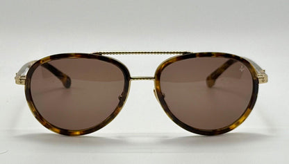 Brand New Philippe V No. 2 Classic Aviator Sunglasses – Gold-Tone & Havana With Essilor Brown Hd Lenses