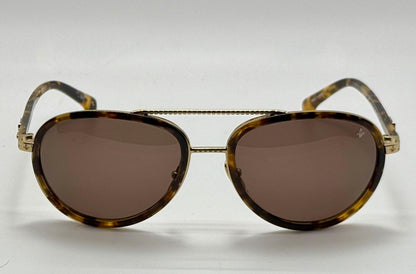 Brand New Philippe V No. 2 Classic Aviator Sunglasses – Gold-Tone & Havana With Essilor Brown Hd Lenses
