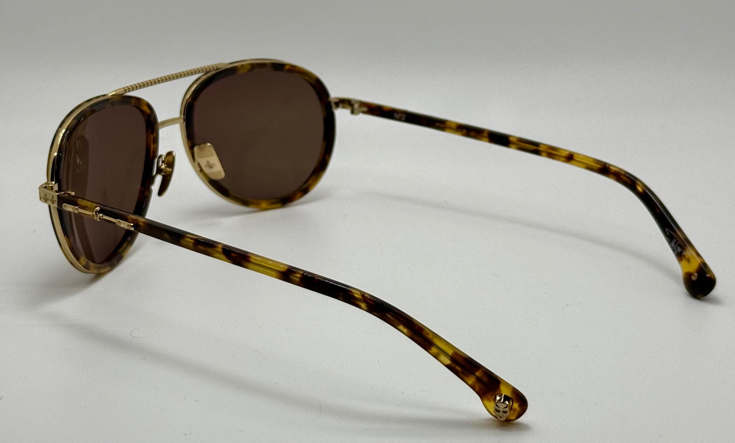 Brand New Philippe V No. 2 Classic Aviator Sunglasses – Gold-Tone & Havana With Essilor Brown Hd Lenses