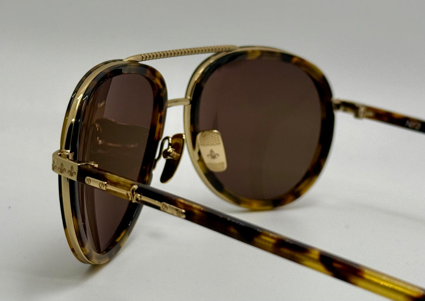 Brand New Philippe V No. 2 Classic Aviator Sunglasses – Gold-Tone & Havana With Essilor Brown Hd Lenses
