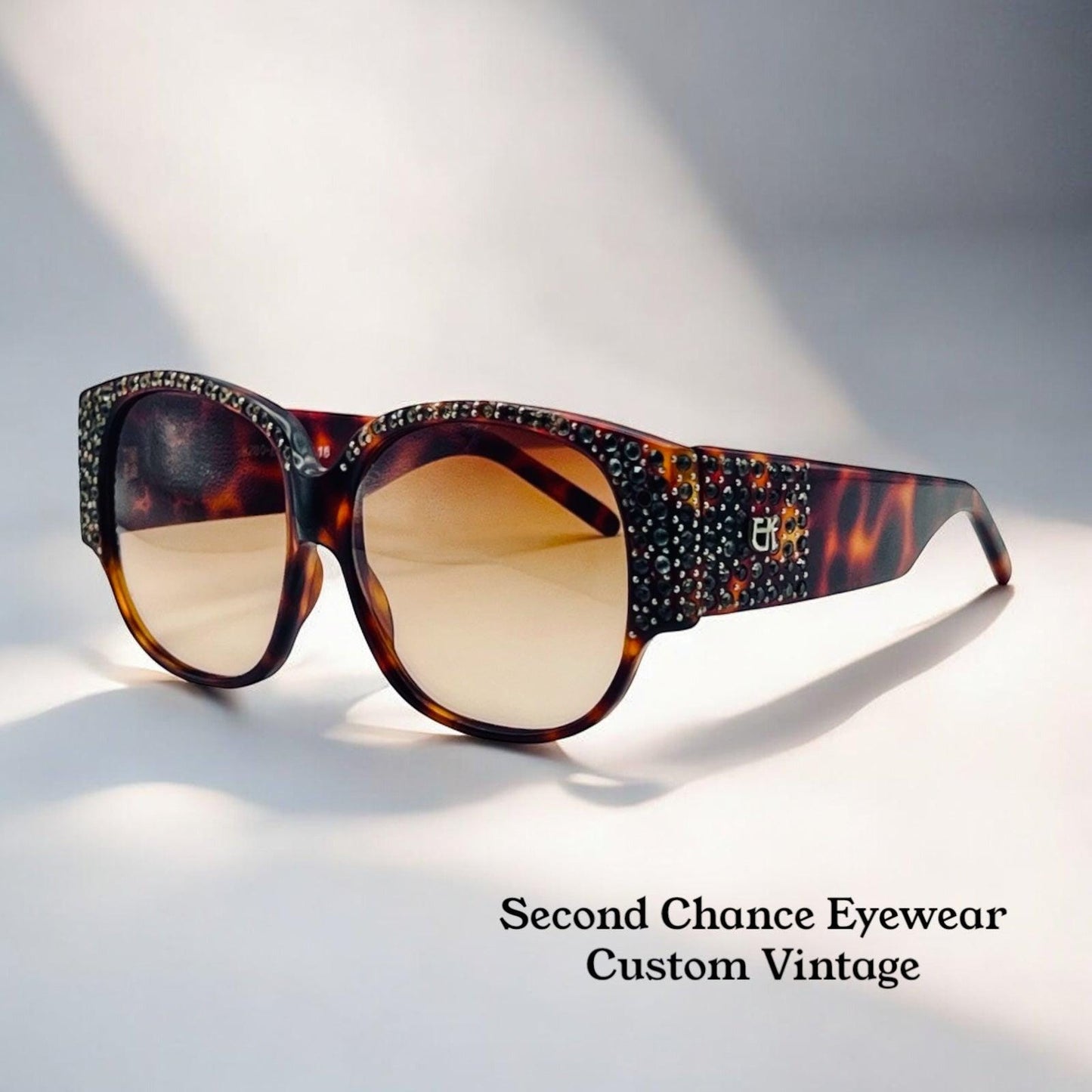 Emmanuelle Khanh 9280 Studded Vintage Sunglasses-New, Custom Gradient Lenses
