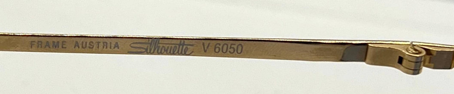 Silhouette V6050 Vintage Gold Sunglasses w|New Solid Blue Custom Lenses-57mm-Austria