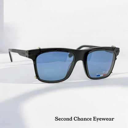 Brand New Vuarnet Vl1404 0001 Matte Black Sunglasses With Polarized Blue Clip-Ons - Made In France