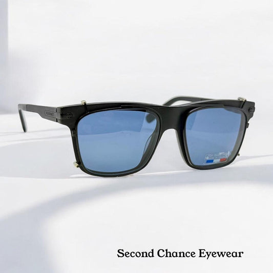 Brand New Vuarnet Vl1404 0001 Matte Black Sunglasses With Polarized Blue Clip-Ons - Made In France